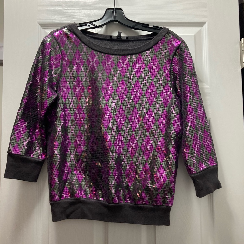 Express - pink and silver sequins 3/4 sleeve-EUC